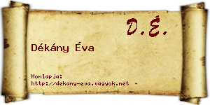 Dékány Éva névjegykártya